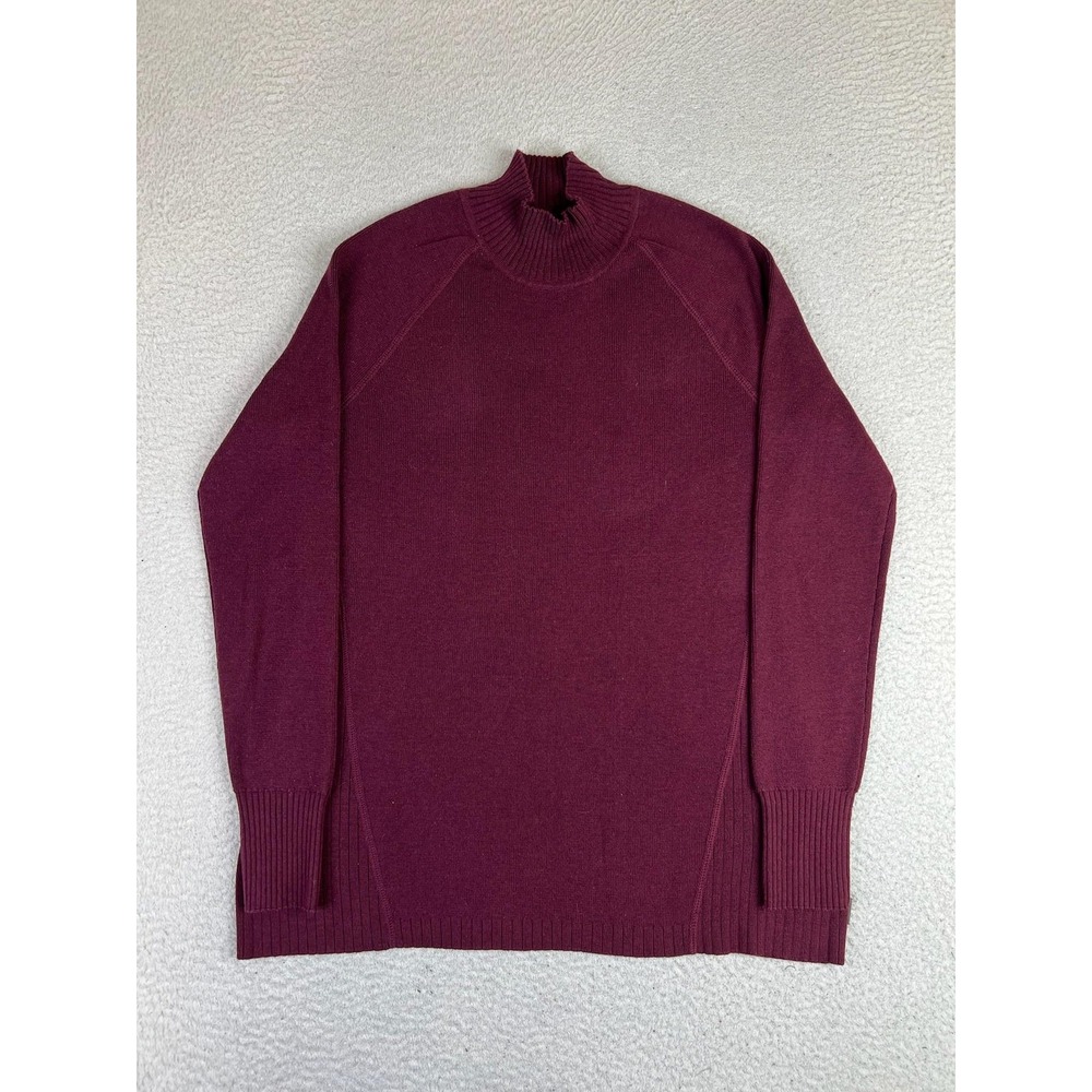 Eddie Bauer Womens Medium Red‎ Mock Neck Raglan Knit Pullover Sweater 2199